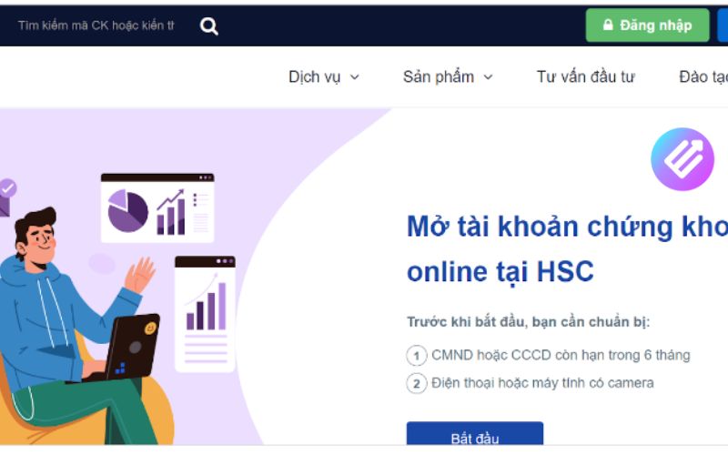 Mở tài khoản chứng khoán HSC