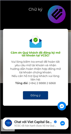 Hoàn tất mở tài khoản chứng khoán Bản Việt