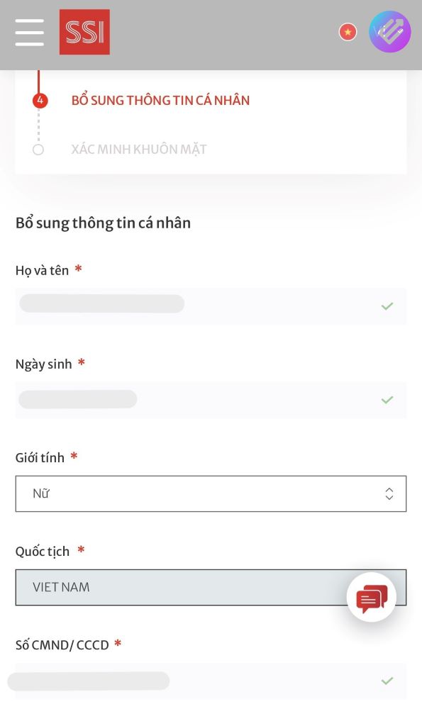 Bổ sung thông tin cá nhân