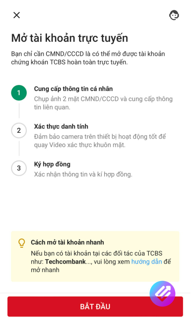 Truy cập vào ứng dụng để mở tài khoản chứng khoán Techcombank